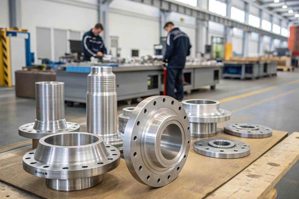 A chart visually categorizing aluminum alloy series (1xxx through 7xxx) with icons representing their primary benefits for forging.